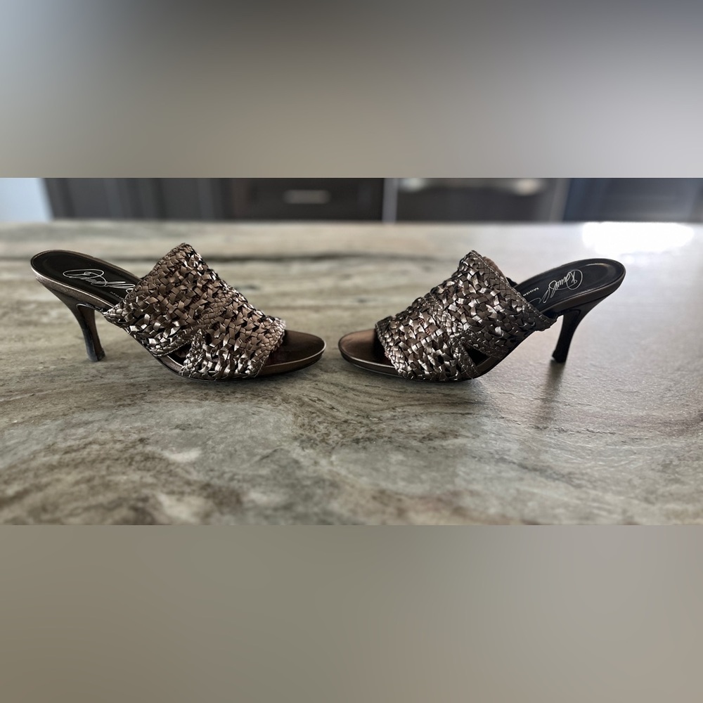 Donald Pliner Pewter Woven Leather Slide